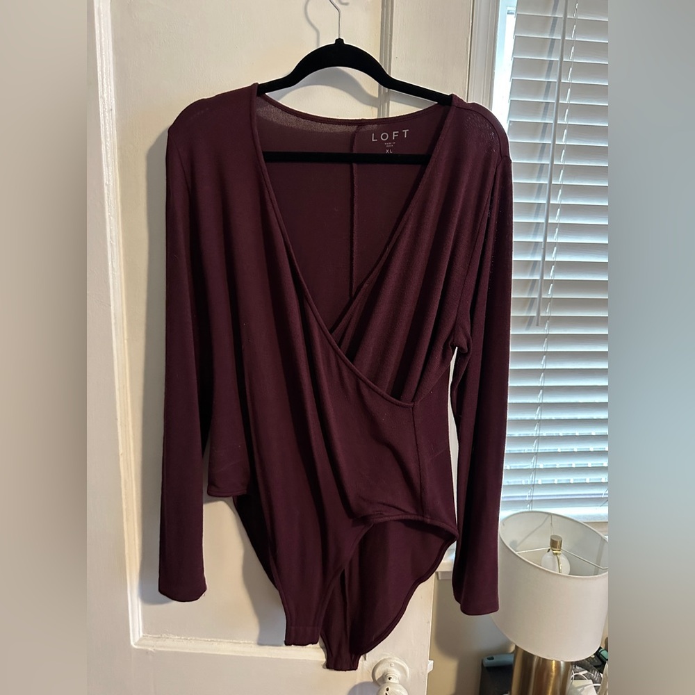 Burgundy Wrap-style Bodysuit